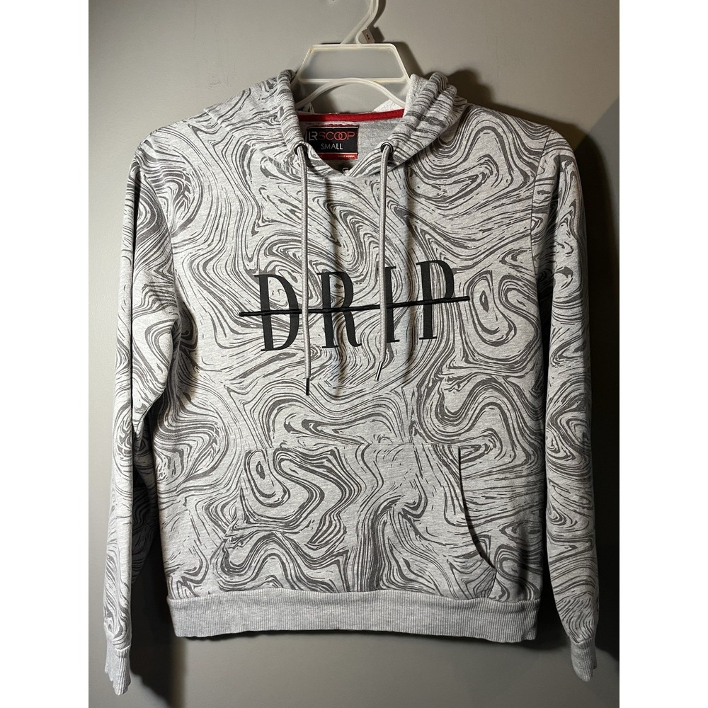 LR Scoop SZ Small White/Gray Marble DRIP Hoodie‎